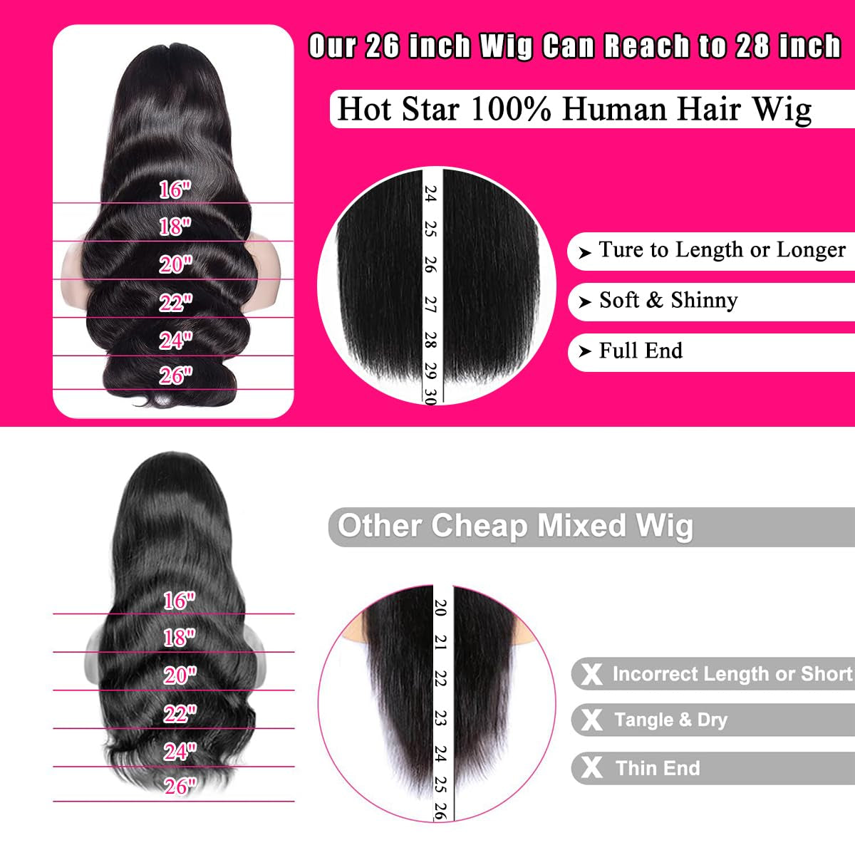 Body Wave Lace Front Wigs Human Hair Pre Plucked Pre Cut 26 Inch 13X4 HD Lace Front Wigs Human Hair 180% Density Body Wave Human Hair Wig with Baby Hair Glueless Lace Frontal Wigs Human Hair for Women