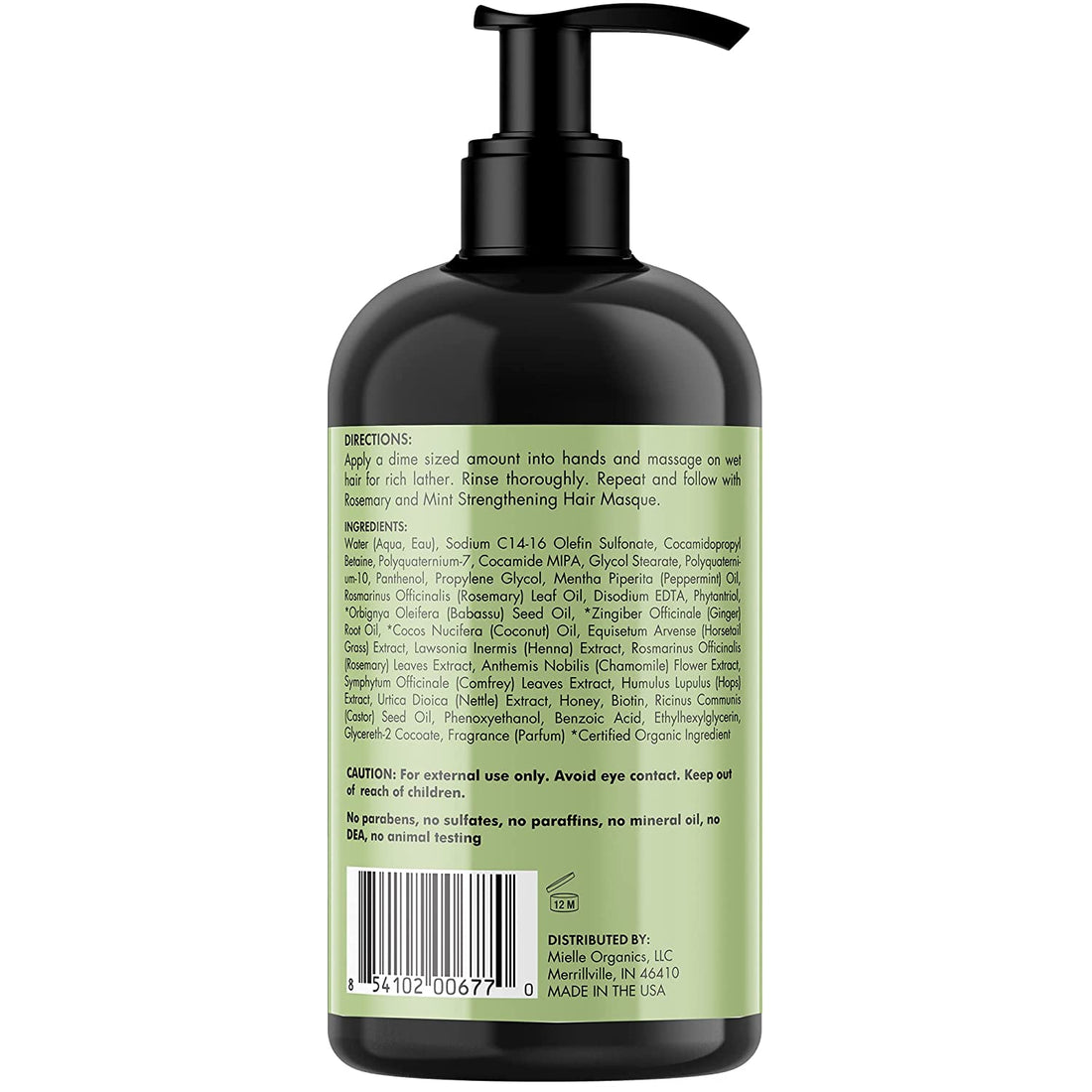 Rosemary Mint Strengthening Shampoo Infused with Biotin, Cleanses and Helps Strengthen Weak and Brittle Hair, 12 Ounces