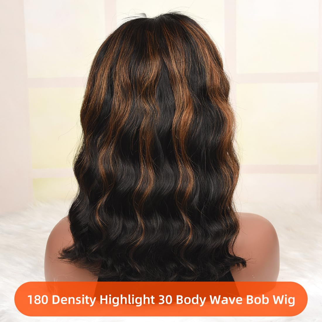 1B/30 Ombre Highlight Bob Wig Human Hair 14 Inch Body Wave Bob Wig Loose Wavy 13X4 Highlight HD Lace Frontal Bob Wig Human Hair 180% Density Pre Plucked Ombre Short Bob Wigs for Black Women