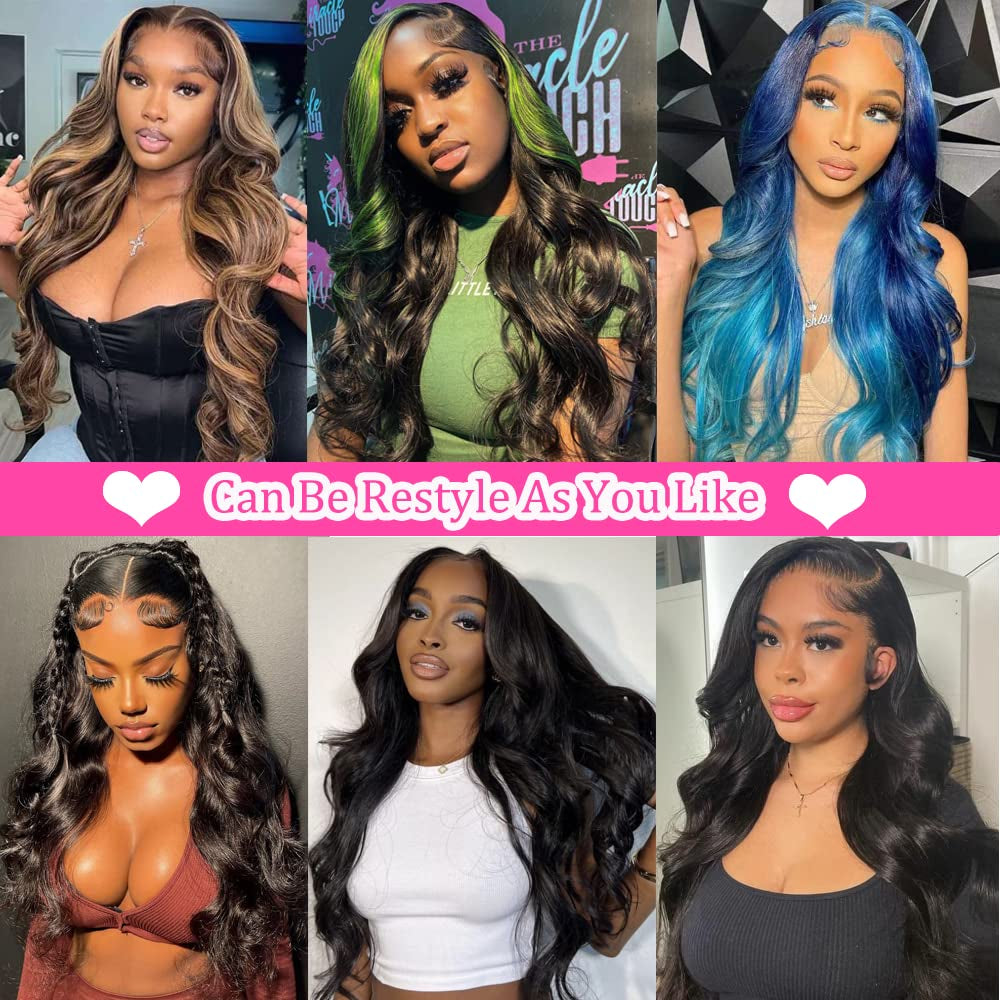 Body Wave Lace Front Wigs Human Hair Pre Plucked 13X4 HD Lace Frontal Wigs Human Hair 180 Density Natural Black Wigs for Women Human Hair Lace Front Wig with Baby Hair Glueless 22 Inch