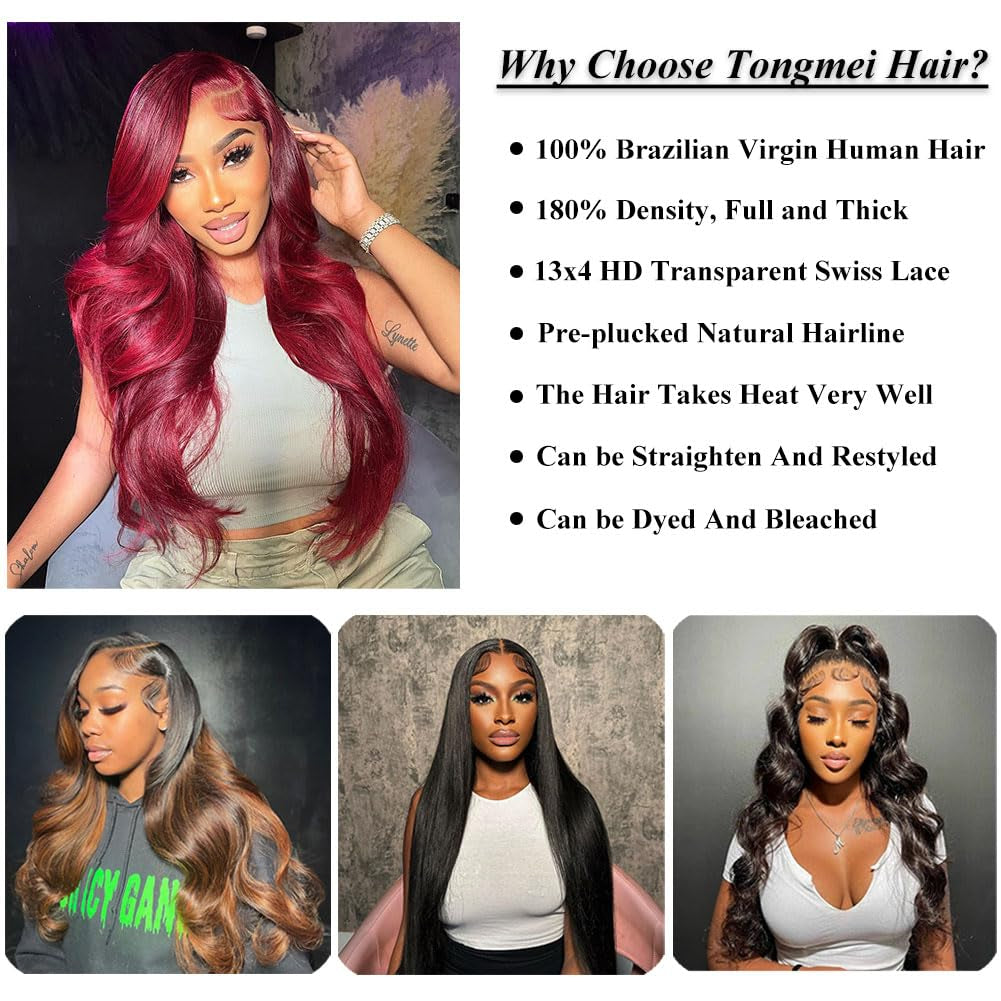 Body Wave Lace Front Wigs Human Hair Pre Plucked 13X4 HD Transparent Lace Frontal Wig with Baby Hair 180% Density Brazilian Virgin Human Hair Lace Front Wigs for Women Natural Black 22Inch