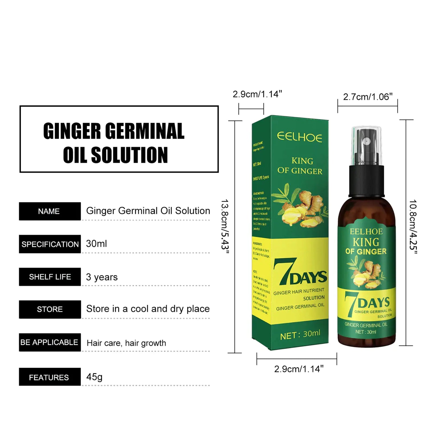 Ginger Hair Growth Germinal Oil, Regrow 7 Days