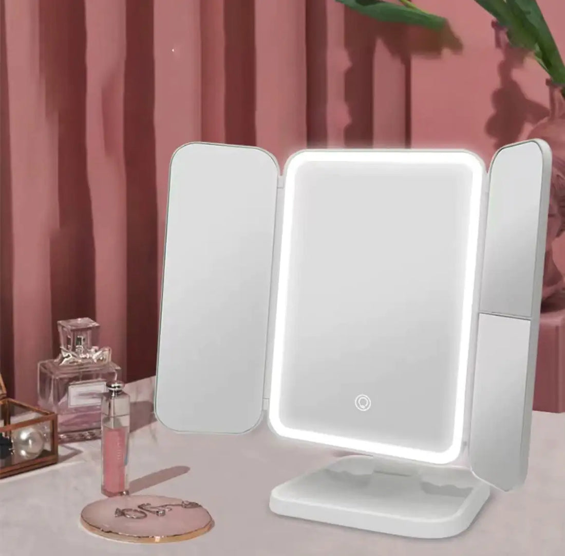 Tri-Fold Lighted Vanity Mirror